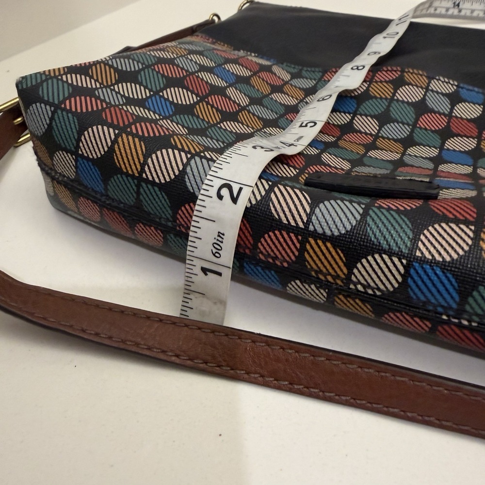 FOSSIL Fiona Crossbody Bag Handbag Black Multicolor Purse Shoulder Leather Bag - Picture 7 of 7